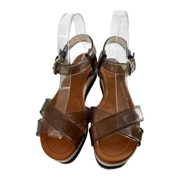 Fendi Black White & Tan Flat Platform Sandal  European Size 37  EUCEUC - Picture 4 of 12